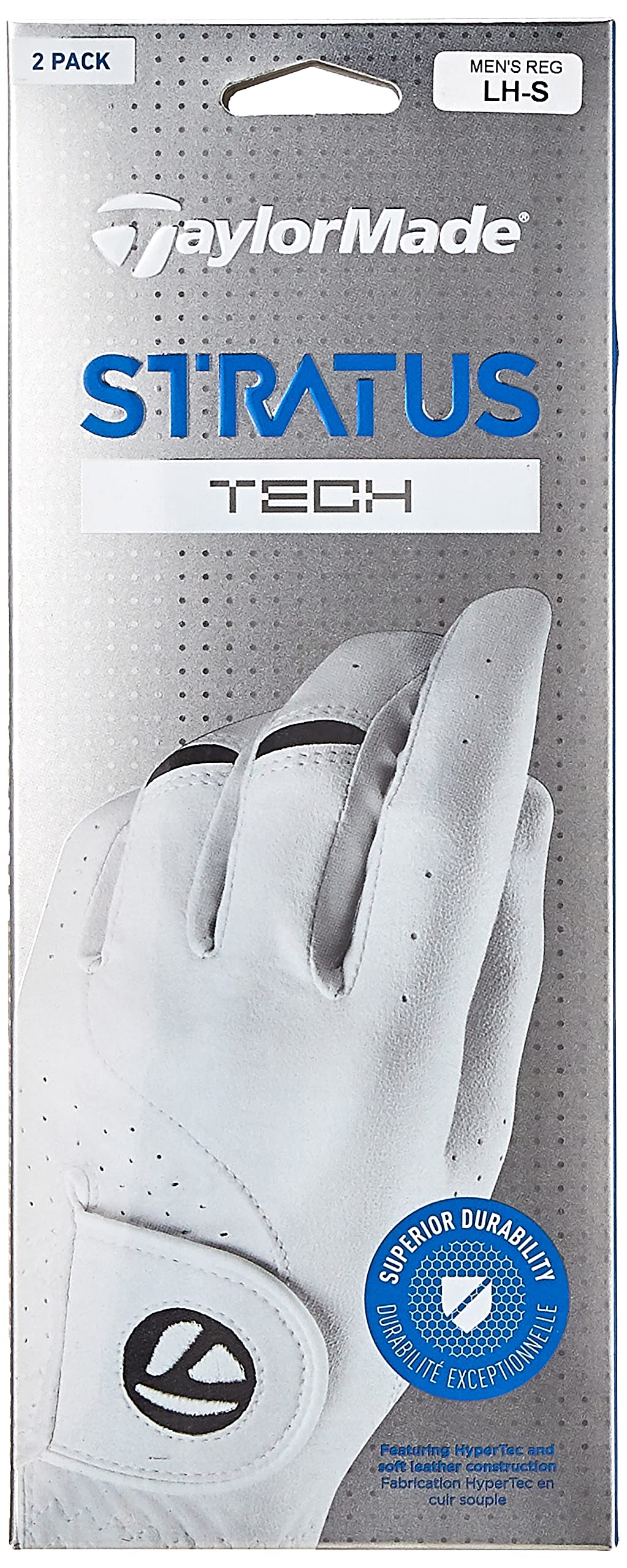 TaylorMade Stratus Tech Glove 2-Pack (White, Left Hand, Medium/Large), White(Medium/Large, Worn on Left Hand) - Opticdeals