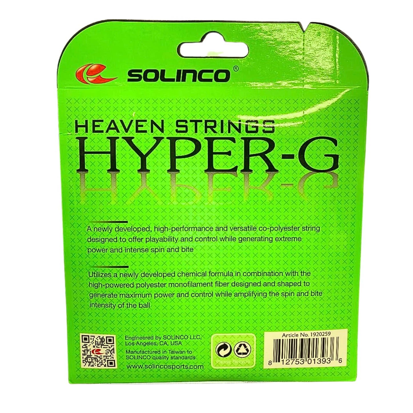 Solinco Heaven Strings Hyper-G Tennis String Set-16g/1.30mm - Opticdeals