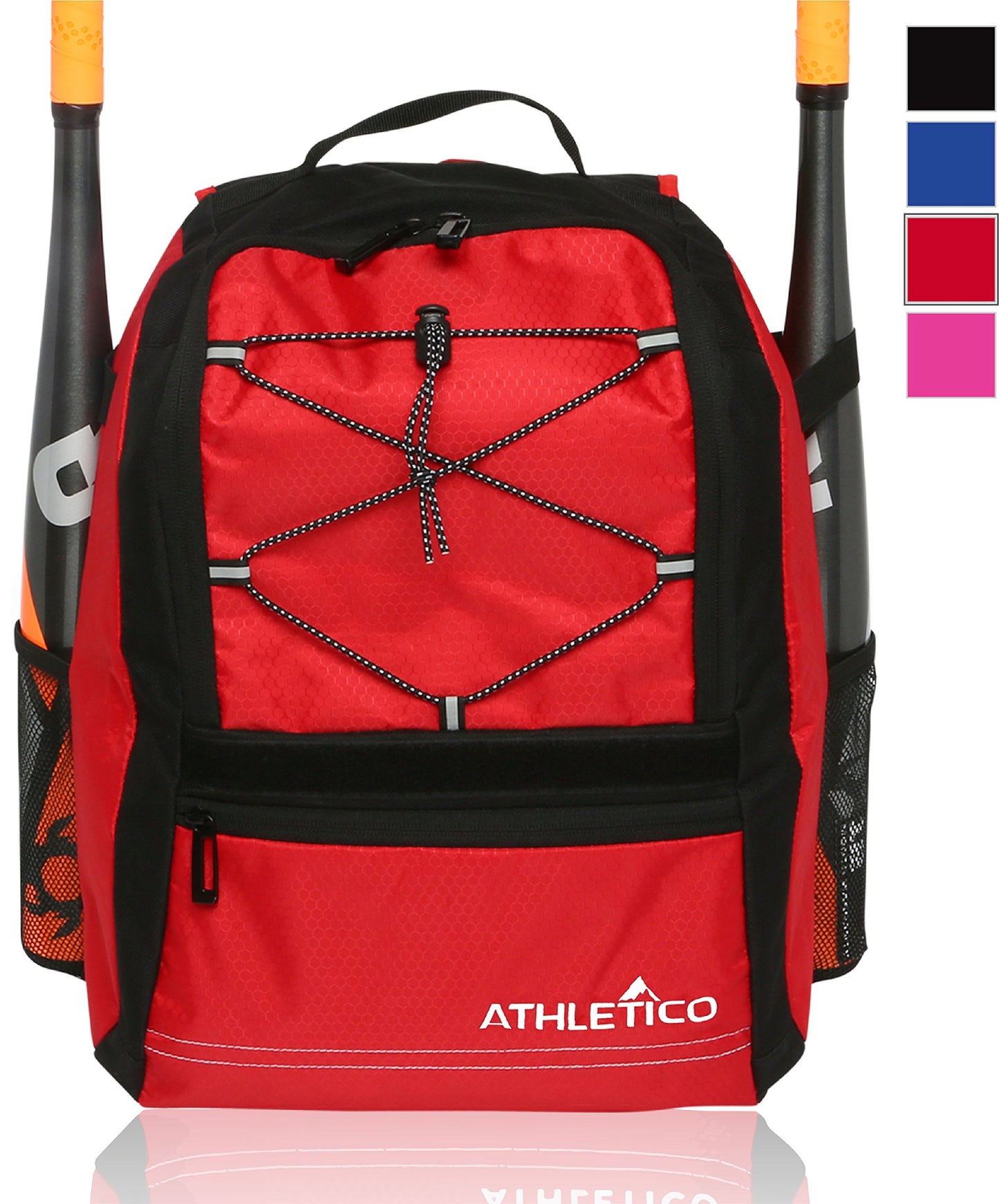 Youth Baseball Bat Bag - Backpack for Baseball, T-Ball & Softball Equipment & Gear | Holds Bat, Helmet, & Glove | Fence Hook (Red) - Opticdeals