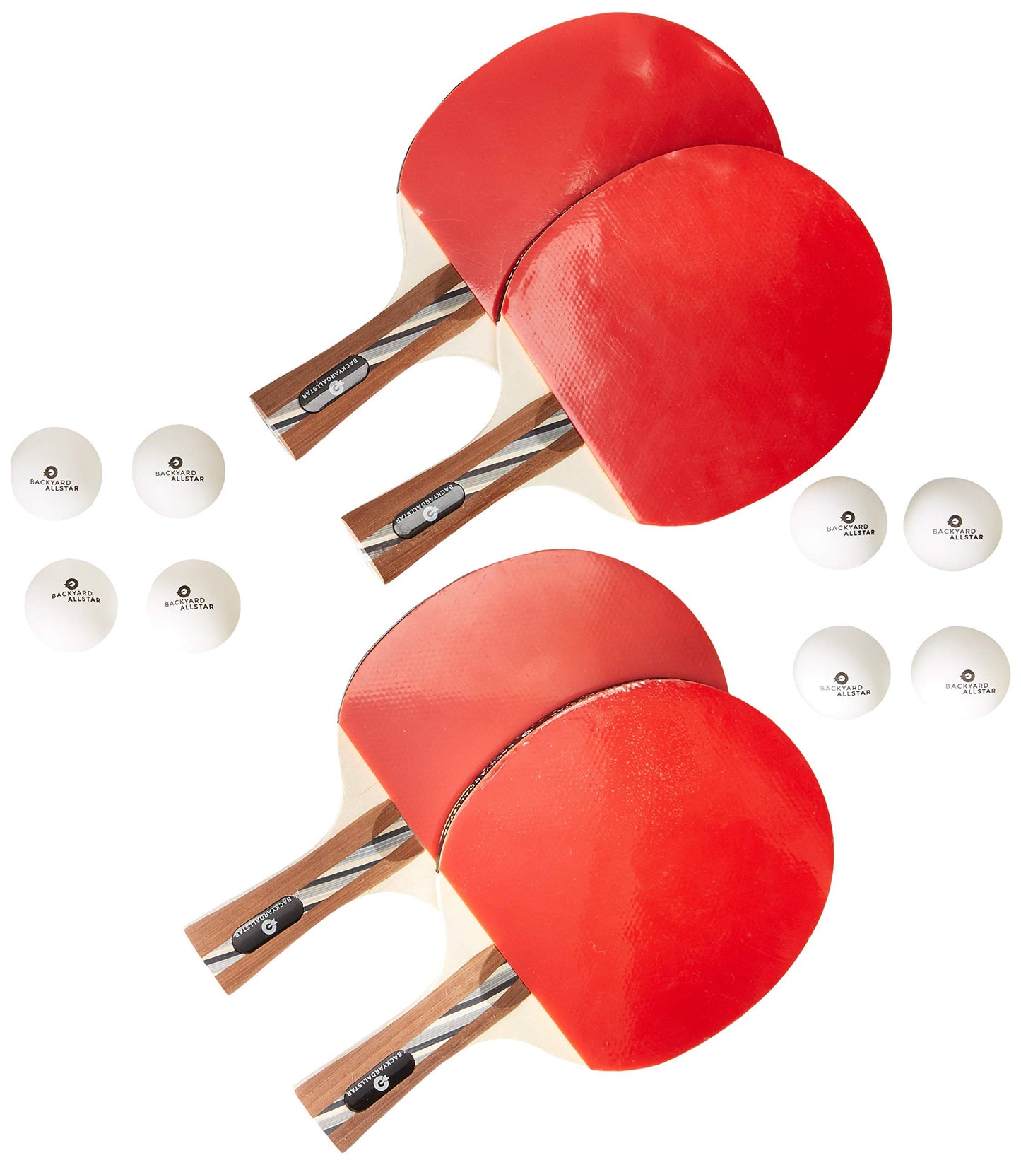 Table Tennis  Ping Pong Paddle Set ,4 Wooden Paddles ,8 Balls And Carrying Bag - Opticdeals