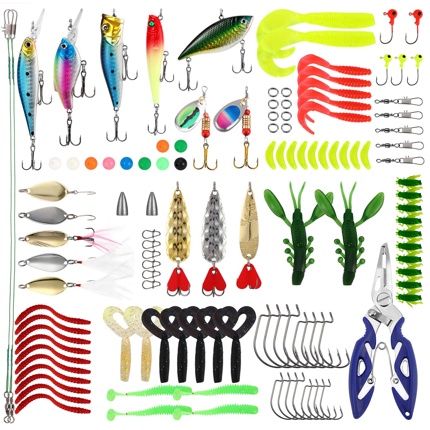 Magreel Fishing Lures Kit 120pcs Fish Baits Kit Set with Tackle Box. - Opticdeals