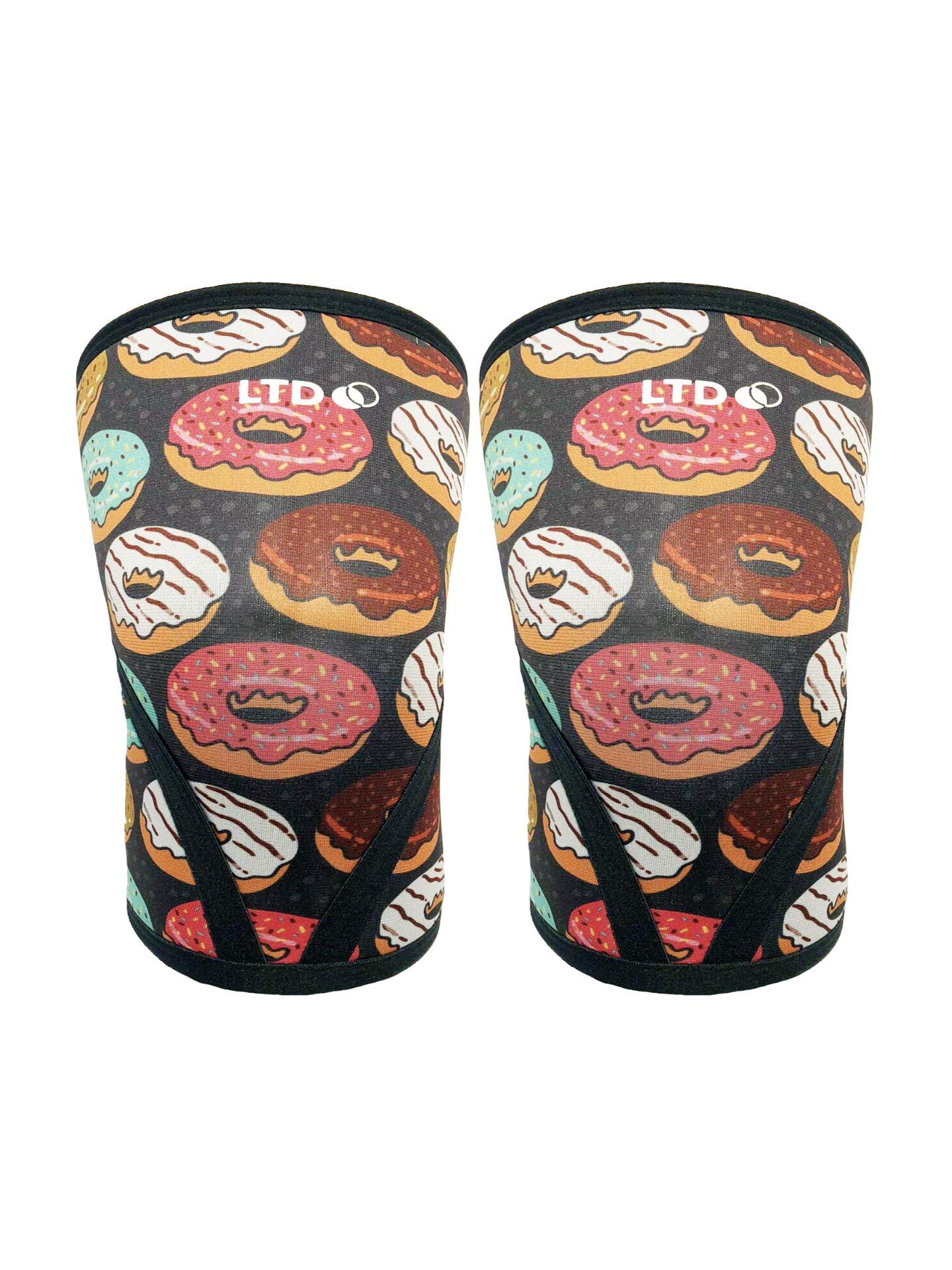 Lifting the Dream  Knee Sleeves Sz L Pair  5MM  Donut Print for Weightlifting, Wrestling, Squats, Compression Thick - Opticdeals