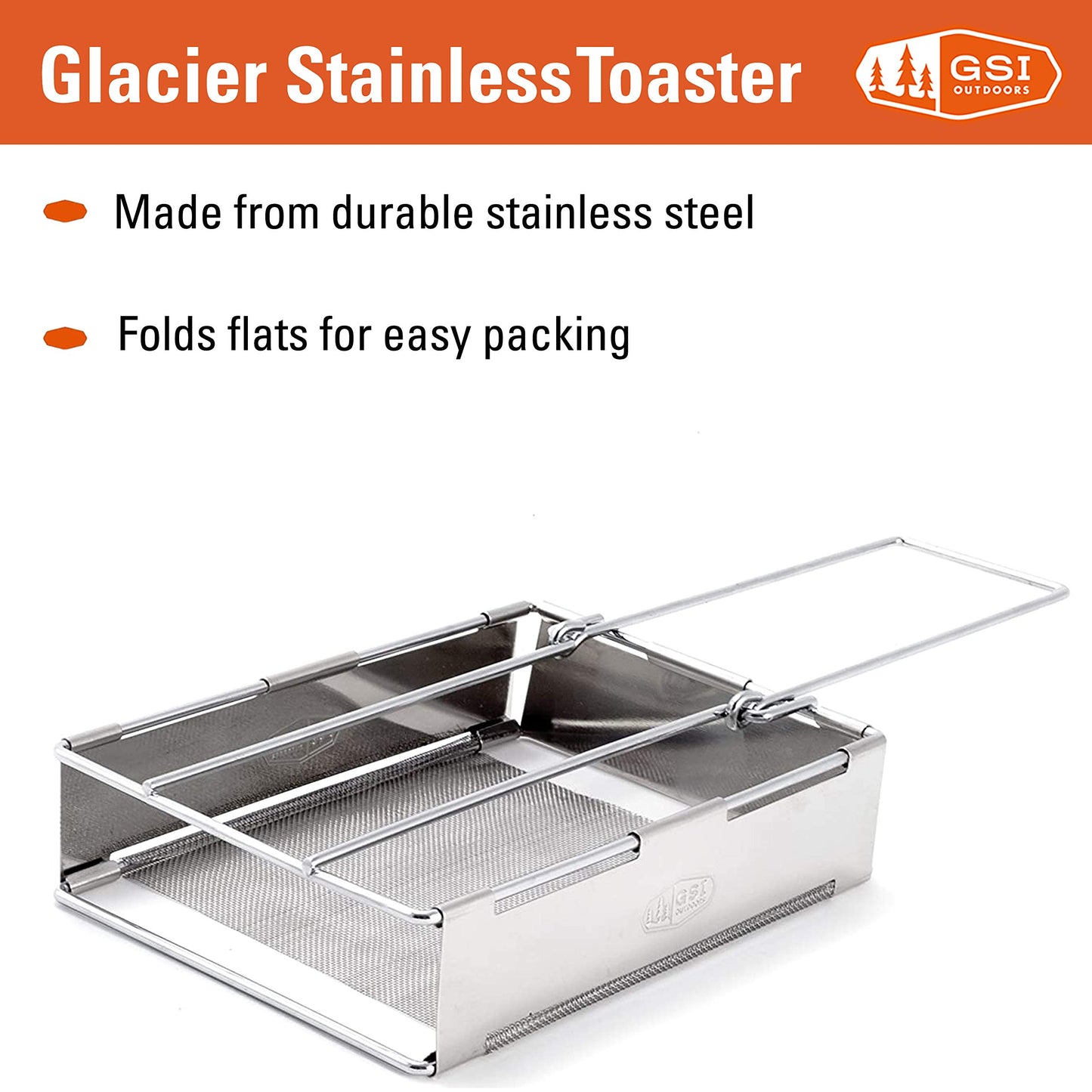 GSI Outdoors Glacier Stainless Steel Toaster | Collapsible, Hand-Held Toaster for Camping and Backpacking - Opticdeals
