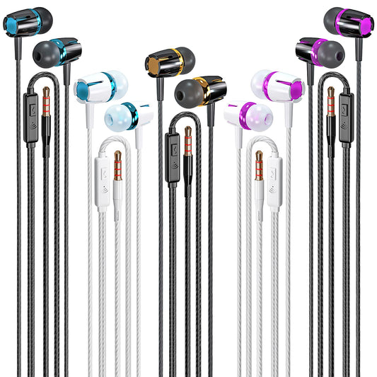 Rayleigh Wired Earbuds 5 Pack, Earbuds Headphones with Microphone, Earphones with Heavy Bass Stereo Noise Blocking, Compatible with iPhone, with iPad and Android Devices, MP3, Fits All 3.5mm Devices - Opticdeals