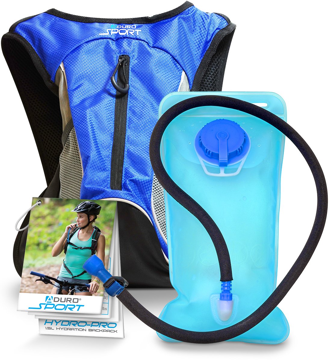 Aduro Sport Hydration Backpack [Hydro-Pro], 1.5L  Blue, 1.5 Liters (50 Fl. Oz - Opticdeals