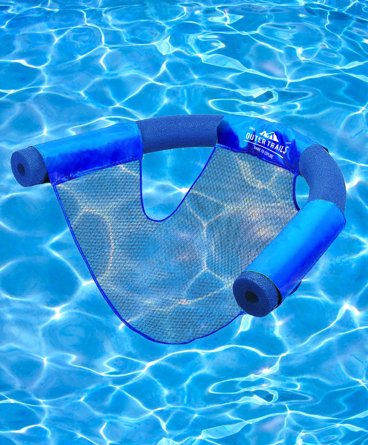 Outer Trails Sling Mesh Chair for Swimming Pool Noodles- 2 Pack- Dark Blue - Opticdeals