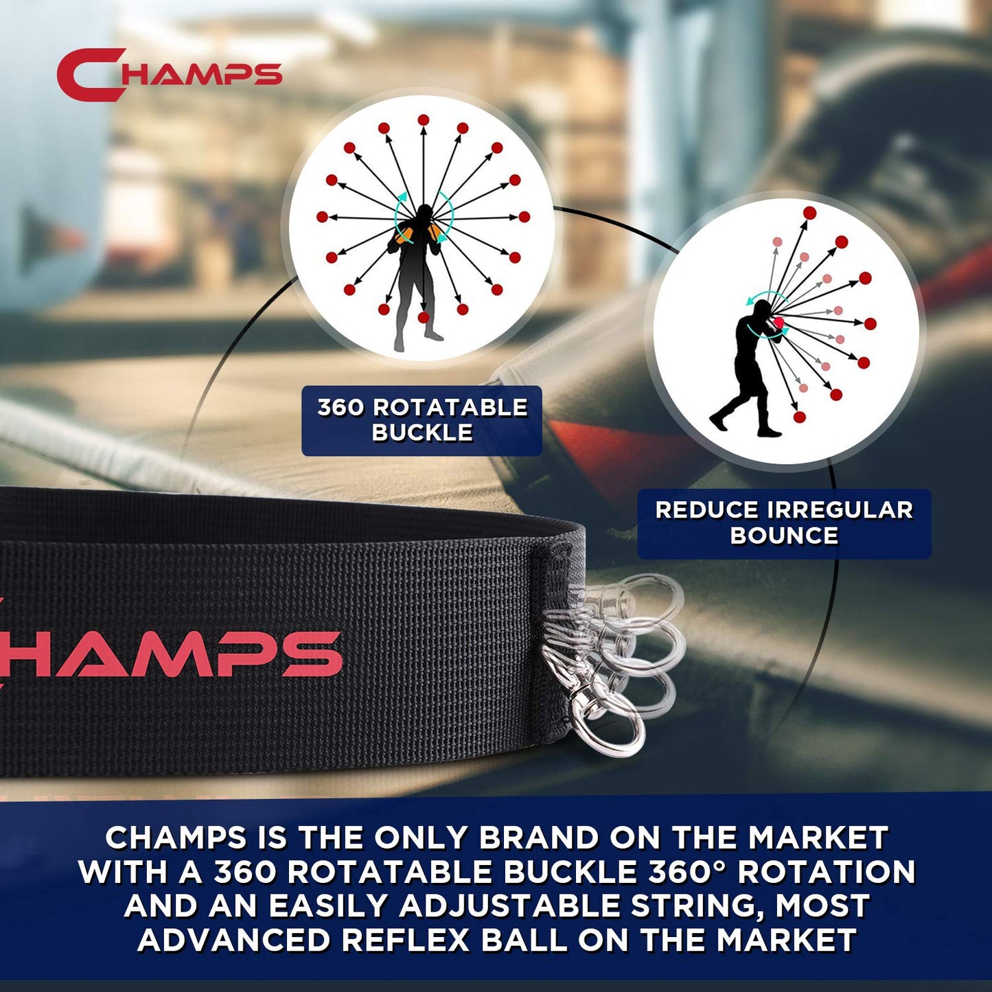 CHAMPS MMA Boxing Reflex Ball -Improve Reaction Speed and Hand Eye Coordination - Opticdeals