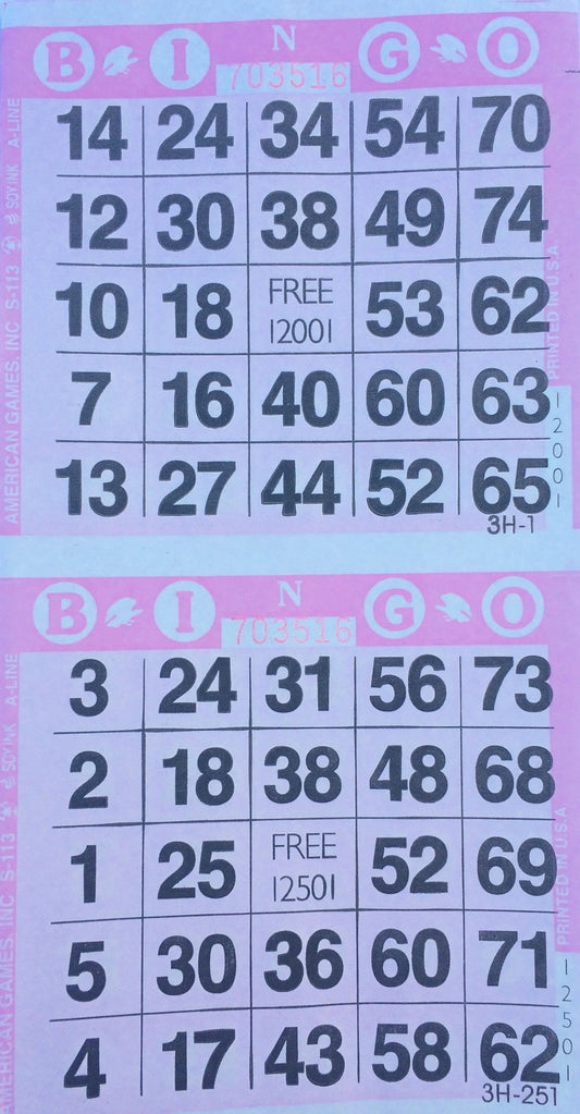 3000 Paper Bingo Cards-2 Cards per sheet-1500 Sheets Pink - Opticdeals