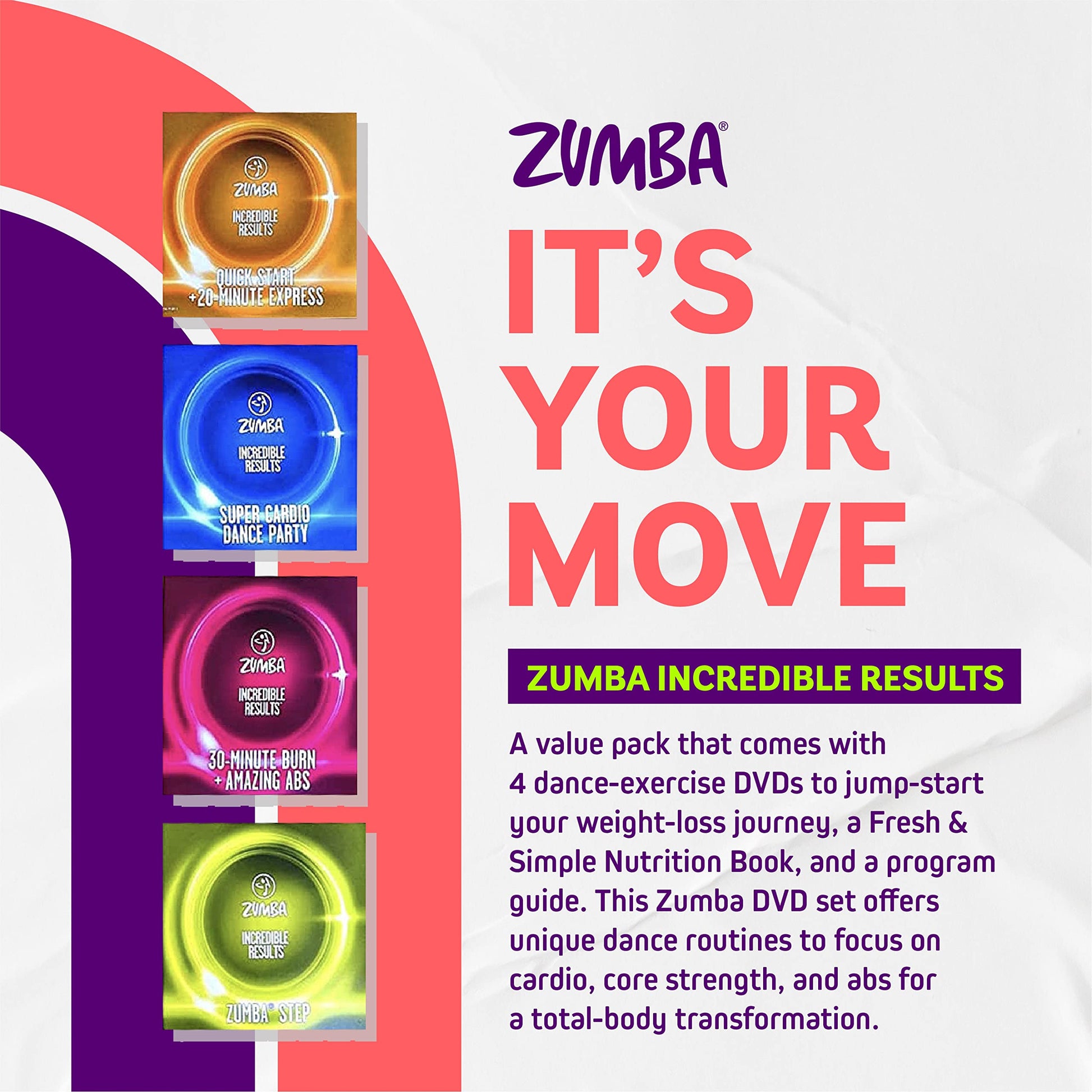 ZUMBA Incredible Results Weight-Loss Dance Workout DVDs and Guides Value Pack - Opticdeals