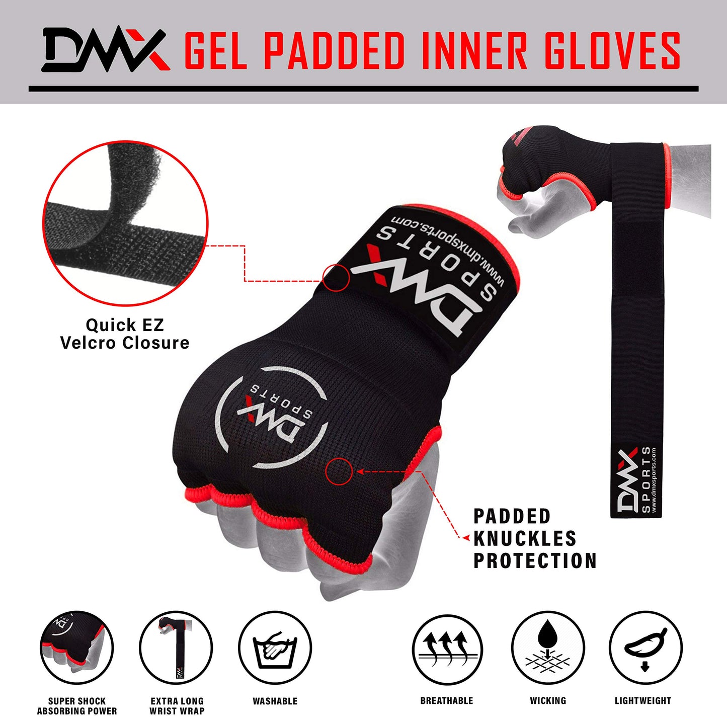 MMA Training Gloves With Wrist Wraps Padded Size L Black - Opticdeals