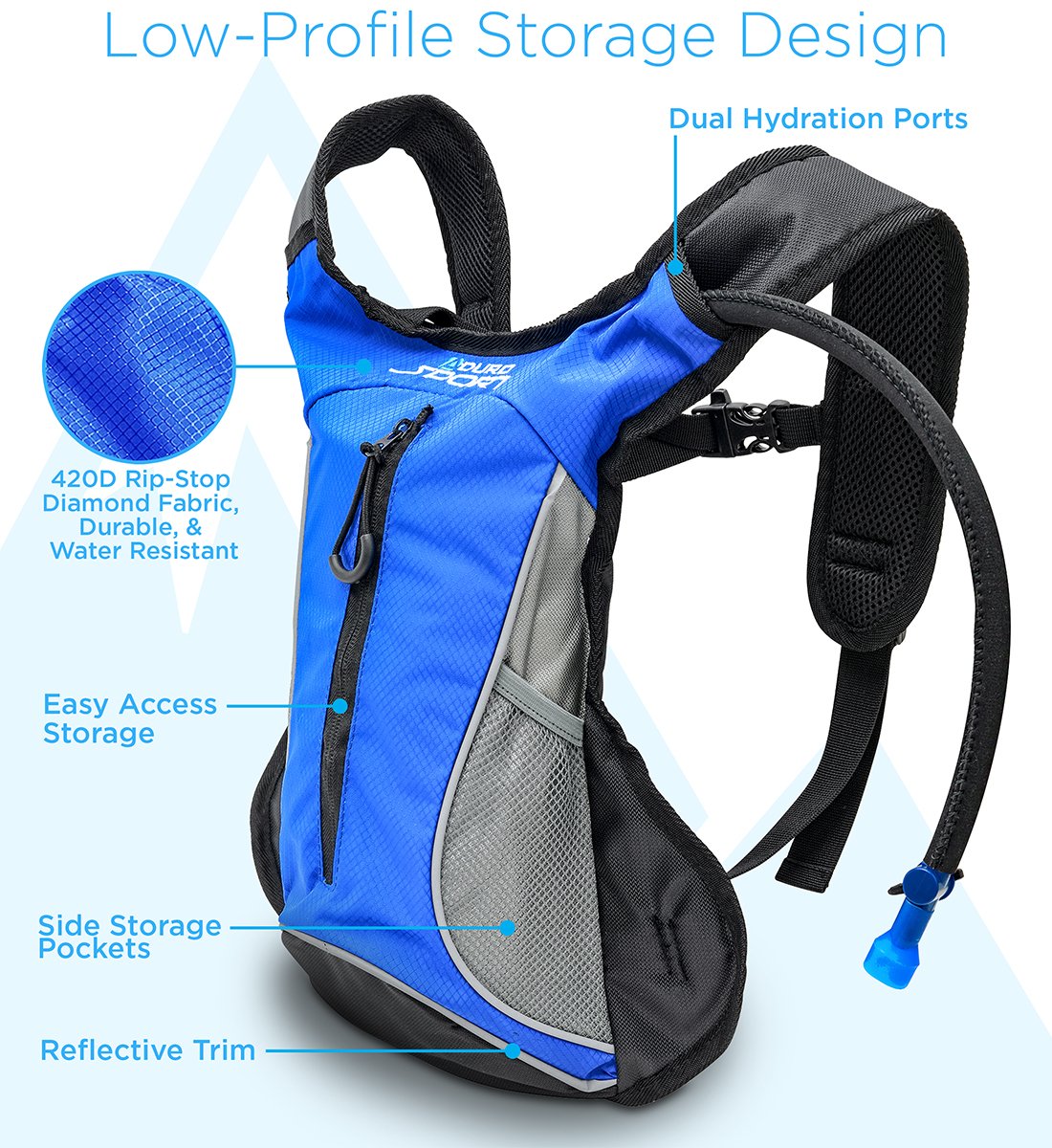 Aduro Sport Hydration Backpack [Hydro-Pro], 1.5L / 2L / 3L BPA Free Water - Opticdeals