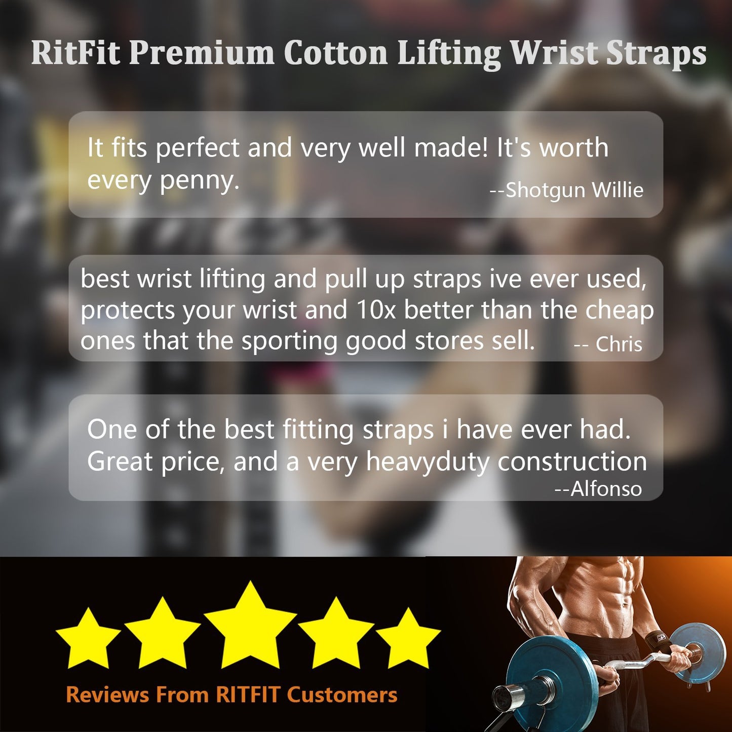 RitFit Lifting Straps + Wrist Protector for Weightlifting, Bodybuilding, MMA, Powerlifting, Strength Training ~ Men & Women - Opticdeals