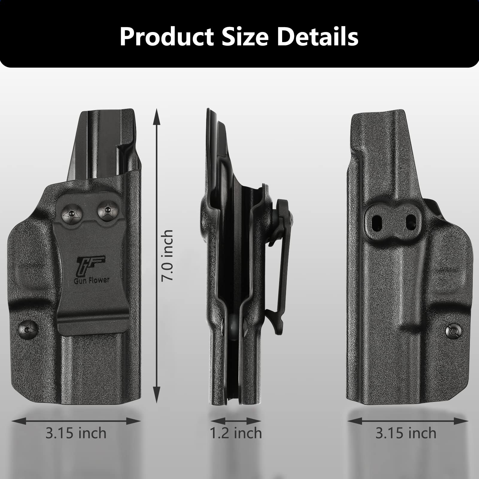 Glock 19 Holster, IWB/OWB Convertible KYDEX Holster for G19 G19X G23 G32 G44 G45, Outside Waistband & Inside Waistband Concealed Carry, Adj. Cant & Retention Pistols Holster - Opticdeals