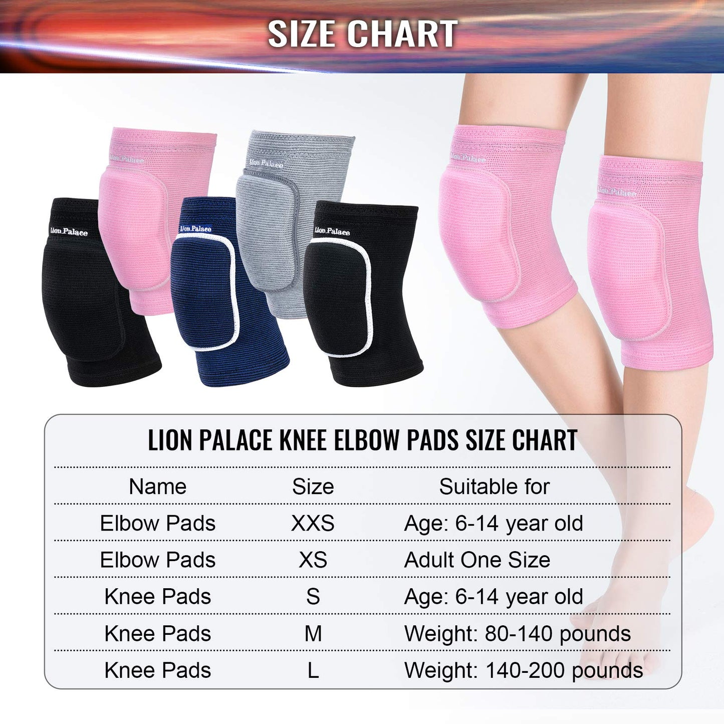 Lion Palace Volleyball Knee Pads for Dancers—Soft Breathable Knee Pads for Men Women Kids Knees Protective, Knee Brace for Football Dance Yoga Tennis Running Cycling Workout Climbing (Pink, XXS) - Opticdeals