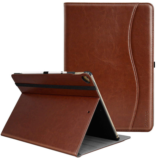 ZtotopCase for iPad Pro 12.9 Inch 2017/2015 (Old Model,1st & 2nd Gen), Premium Leather Business Folding Stand Folio Cover with Auto Wake/Sleep and Document Card Slot, Multiple Viewing Angles,Brown - Opticdeals