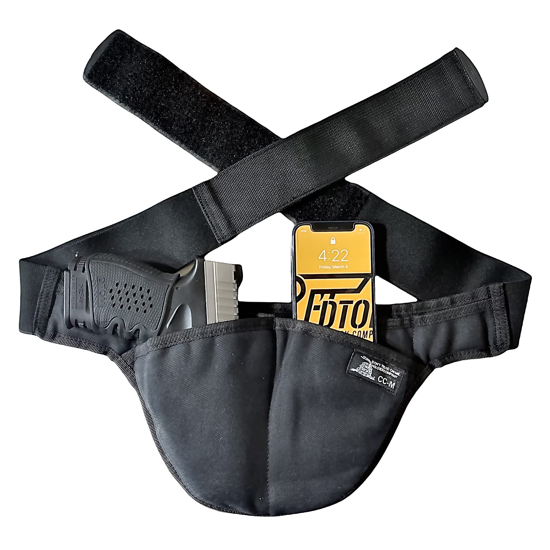 Deluxe Twill   Pouch Crotch Carry Holster- Black Medium- DTOM Possum - Ambidextrous - with Money Pouch! - Opticdeals