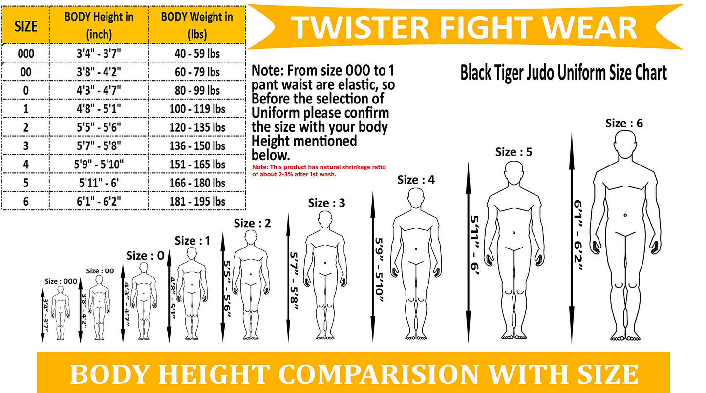 Twister Judo Gi Black Tiger Judo Uniform  (White, 5)  With Free Belts - Opticdeals