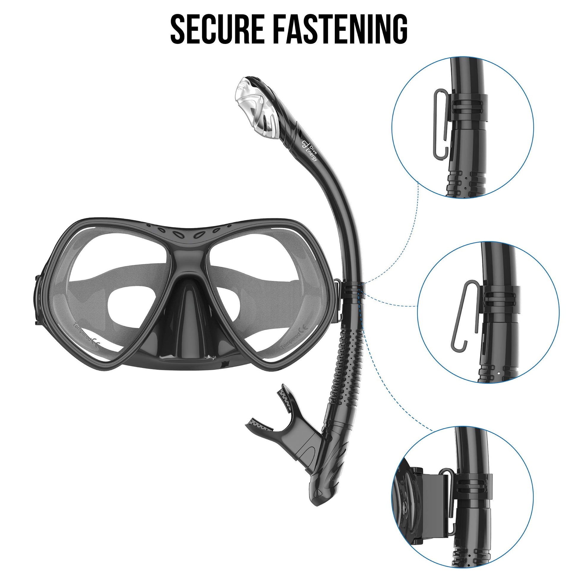 2020 Snorkel Set - Anti-Fogging, Tempered Glass Snorkel Mask - Clear View Scuba Diving up to 50 m - Easy Breathing - No Leaks Snorkel Kit + Carry Bag - Opticdeals