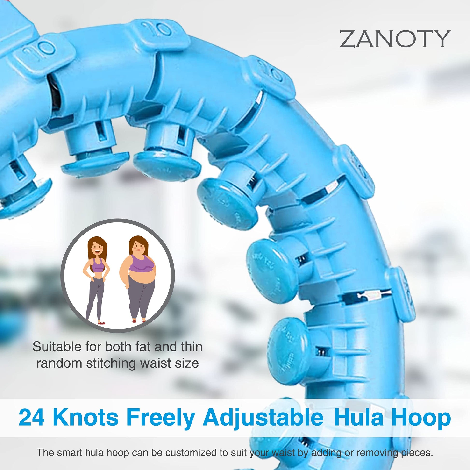 Weighted Smart Hula Hoop, Detachable  Weight Loss, 24 Knots Blue - Opticdeals