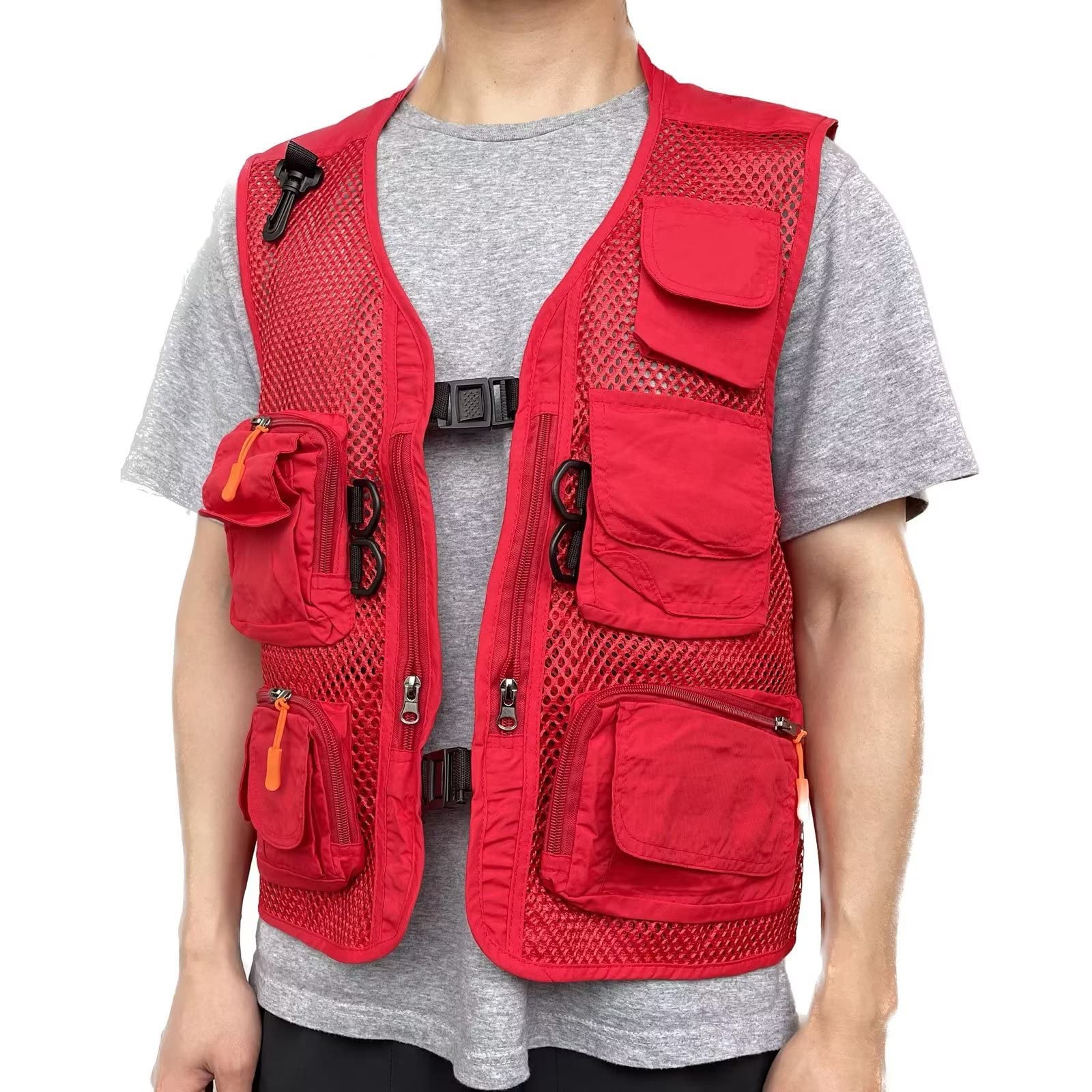 Rizanee Fishing Vest Men's Sz M Mesh Breathable Multi-Pocket Vest Outdoor - Opticdeals