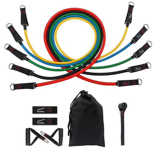 Resistance Bands Set,5 Stackable Exercise Bands Totaling 100lbs Of Resistance - Opticdeals