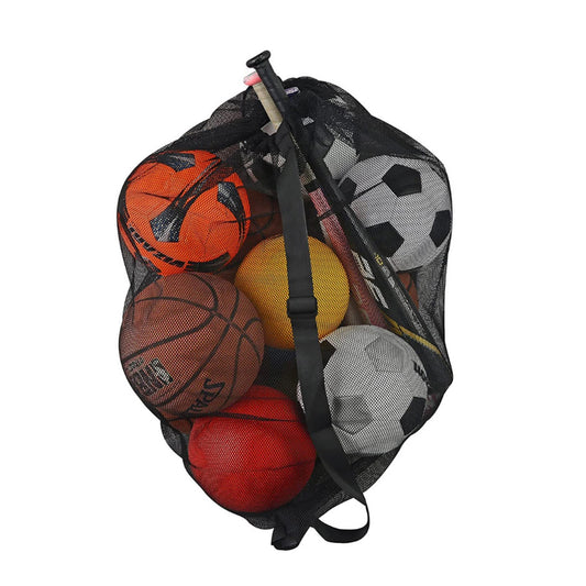 Keeble Outlets  Sports Ball Bag Mesh 30x40 Inches Outdoor Mesh Basketball Coaches Bag | Nylon with 600D Polyester Mesh Basketball Net Bag | Black Basketball Bags for Team Balls & Youth Training Equipment - Opticdeals