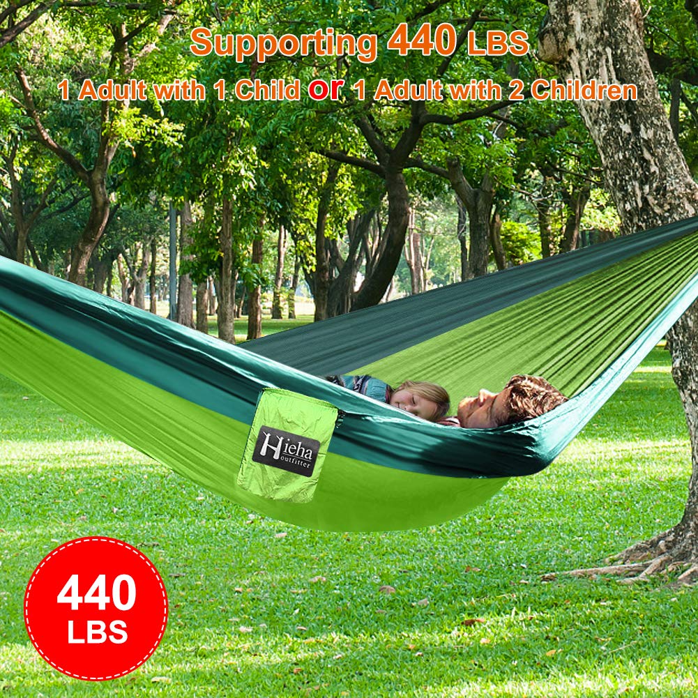 Hieha Camping Hammock with Mosquito Net, Portable Double/Single Travel Hammock w/Bug Insect Netting, Tree Straps & Carabiners for Outdoor Camping - Opticdeals