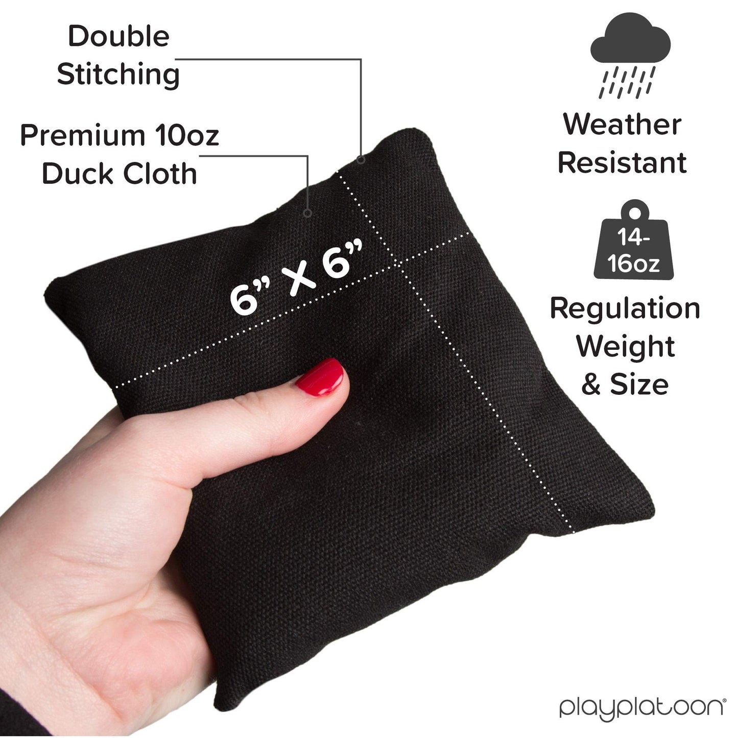 Play Platoon Premium Weather Resistant Duck Cloth Cornhole Bags - Set of 8 Bean - Opticdeals