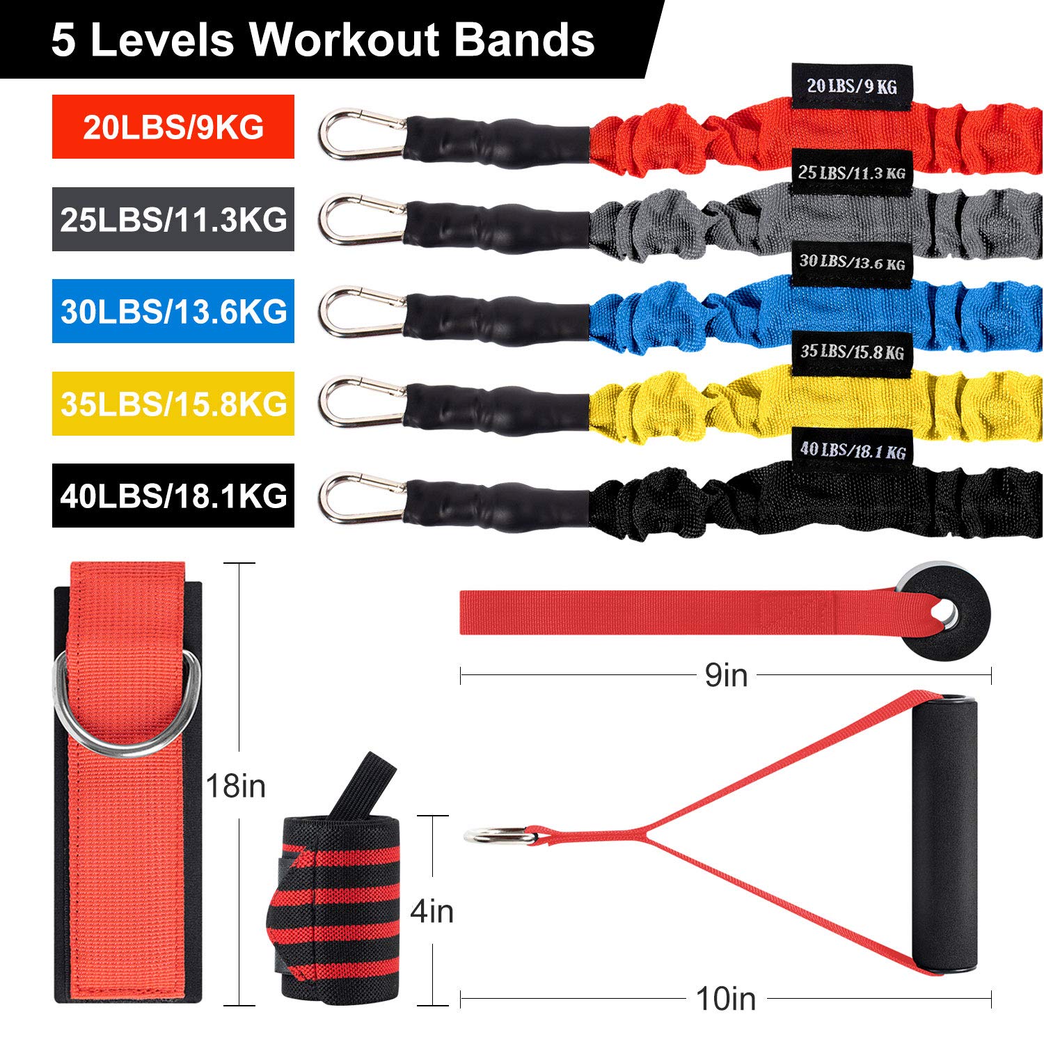 Resistance Bands Set ,Stackable Up to 150 lbs Of Resistance. - Opticdeals