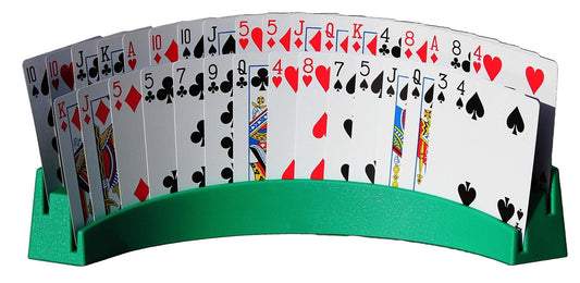 Twin Tier Premier Playing Card Holder (Set of 2) - Holds Up to 32 Playing Cards Easily - 12 1/2" x 4 1/2" x 2 1/4" - Stack for Storage - Made in The USA (Green) - Opticdeals