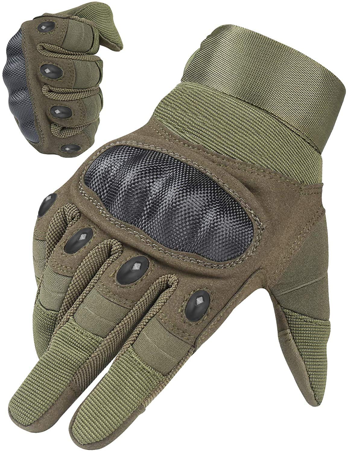 Tactical Army Military Gloves  Men Sz XL Army Green Hard Knuckle - Opticdeals