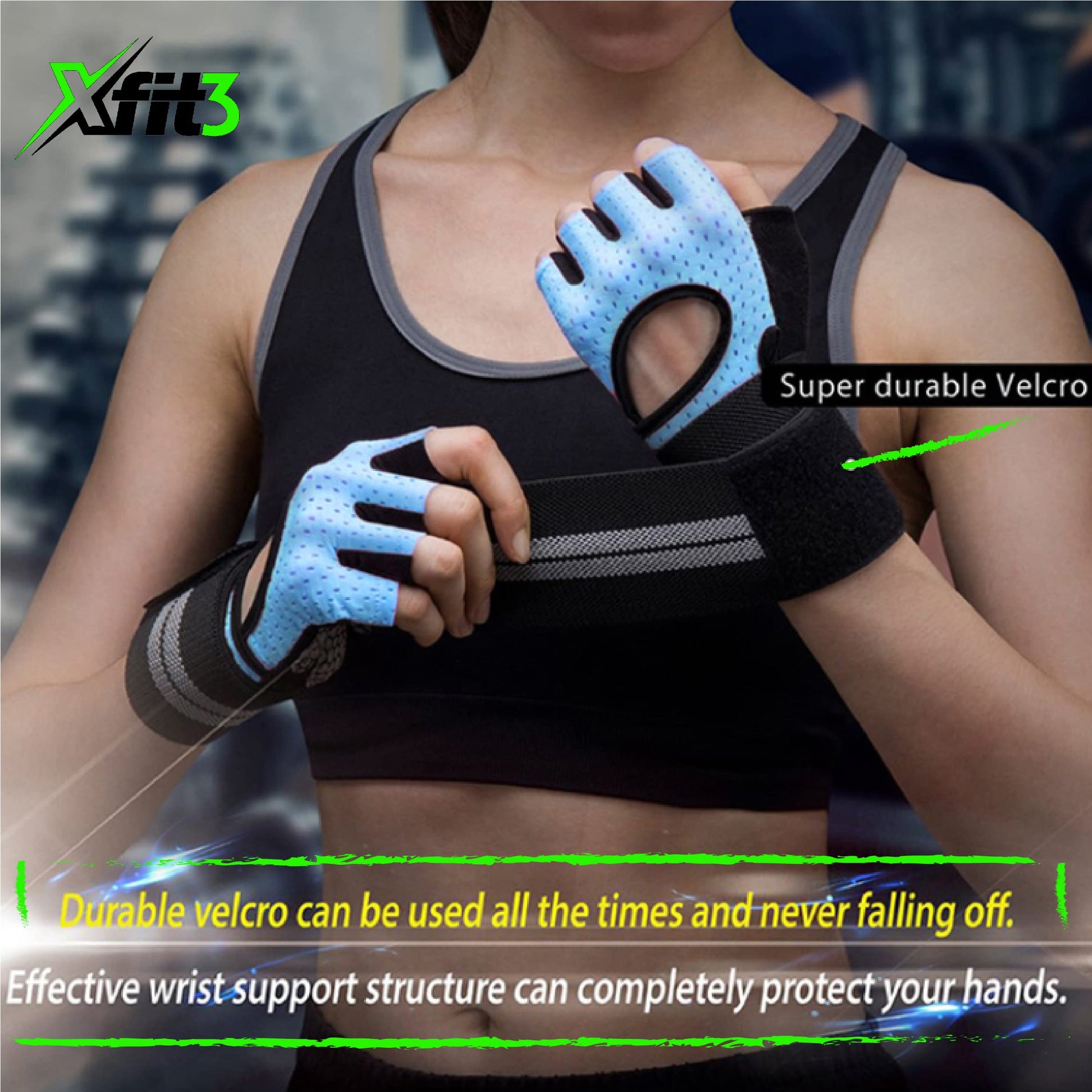 XFIT3 Weight Lifting Gloves (Black, XL)Workout Gloves - Opticdeals