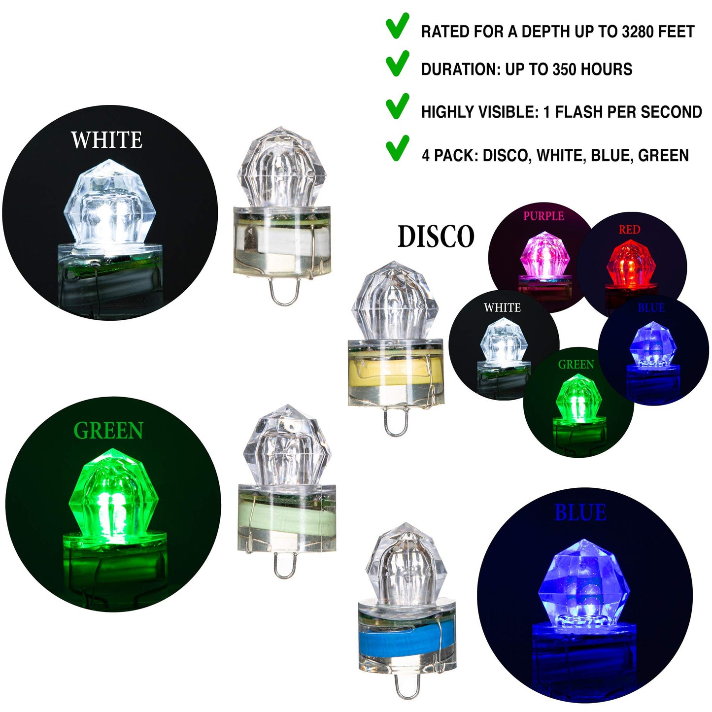 American Fishing, Diamond Deep Drop Sea Fishing Light Kit, Water Activated LED - Opticdeals