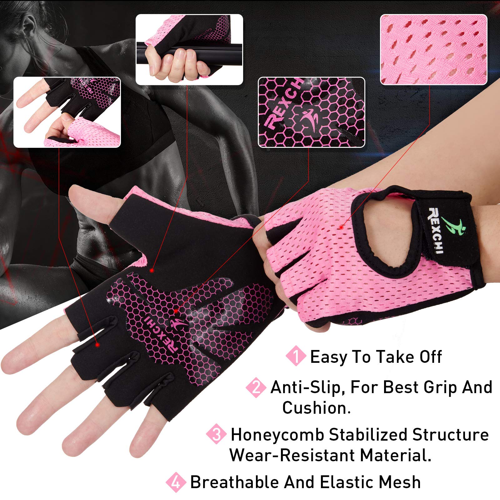 2 Pairs Workout Gloves Women Sz M Black  Adjustable Weight Lifting Gloves Gym Exercise Workout Gloves Breathable Training Gloves - Opticdeals