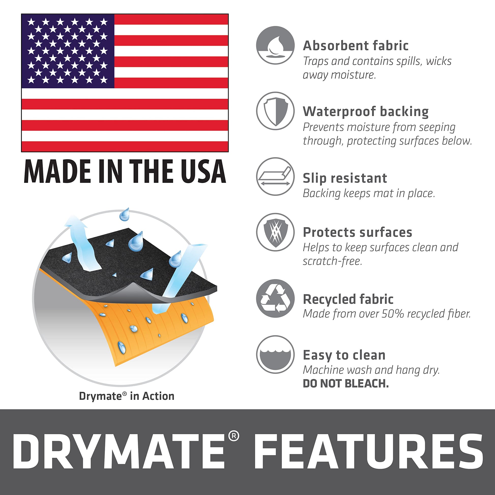 Drymate Gun Cleaning Pad (16" x 20"), Premium Gun Cleaning Mat - Absorbent/Waterproof/Durable - Protects Surfaces, Contains Liquids - (Made in The USA) (Charcoal) - Opticdeals