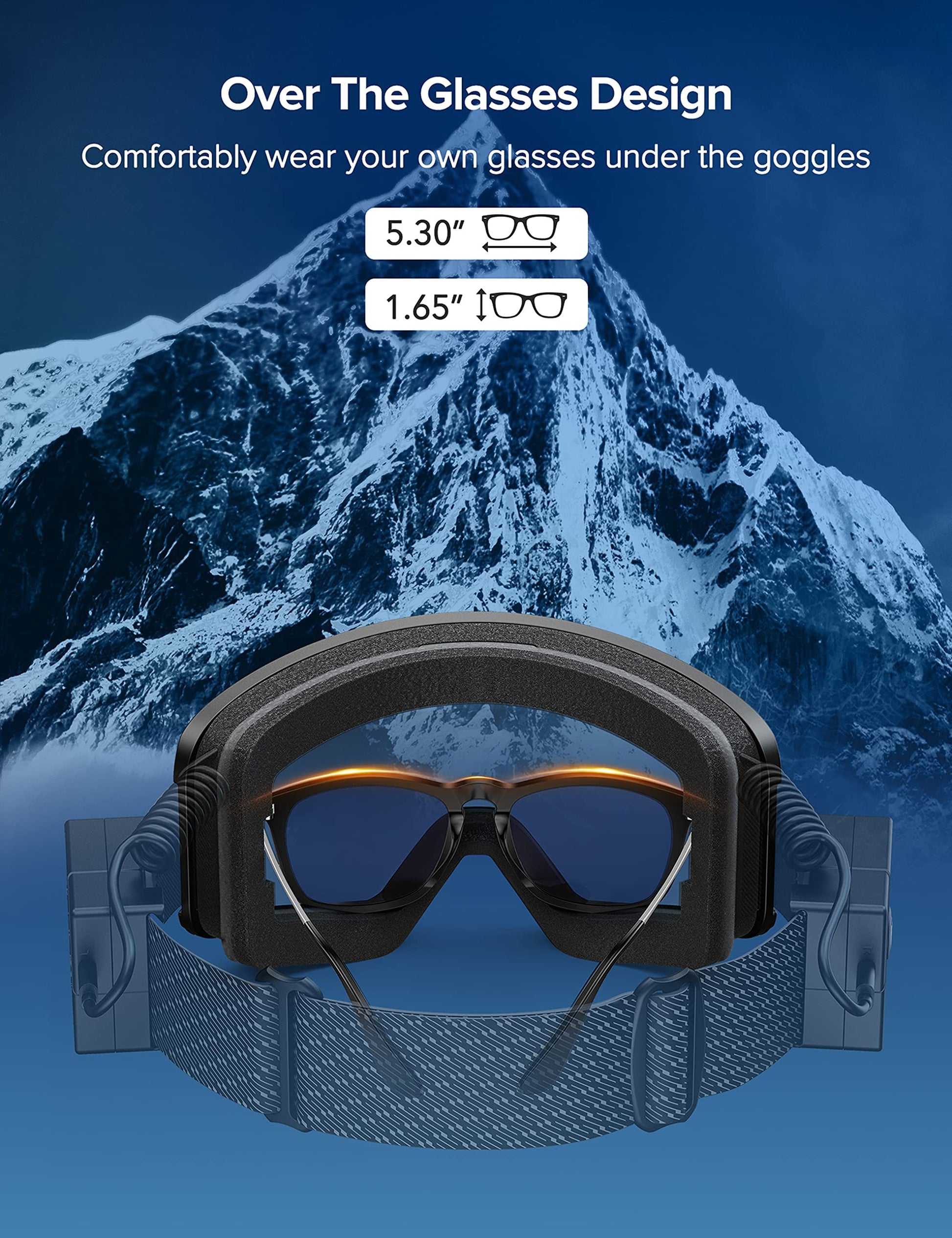 Ski Goggles, Heated Graphene Anti-Fog Lens Grey - Opticdeals