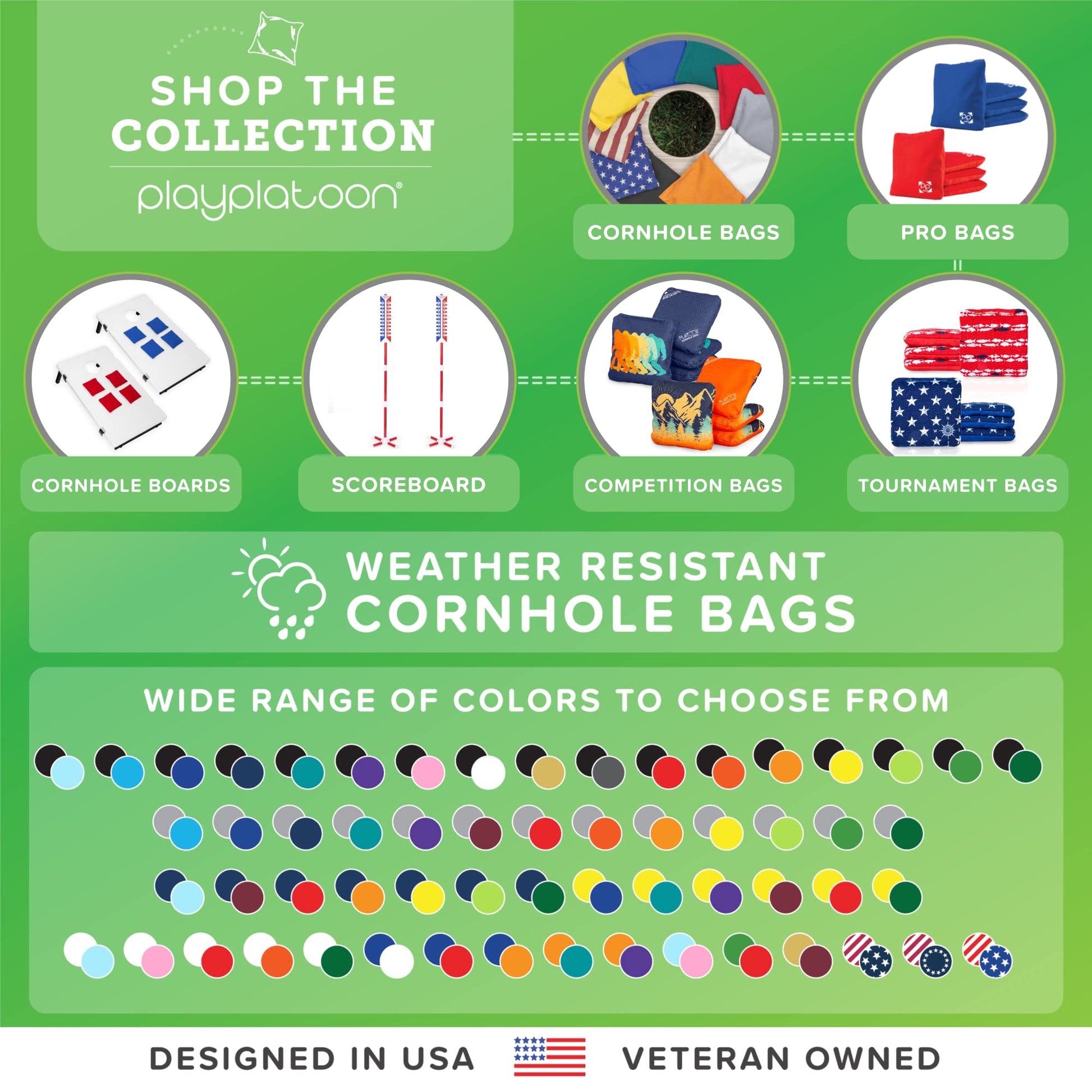 Play Platoon Premium Weather Resistant Duck Cloth Cornhole Bags - Set of 8 Bean - Opticdeals