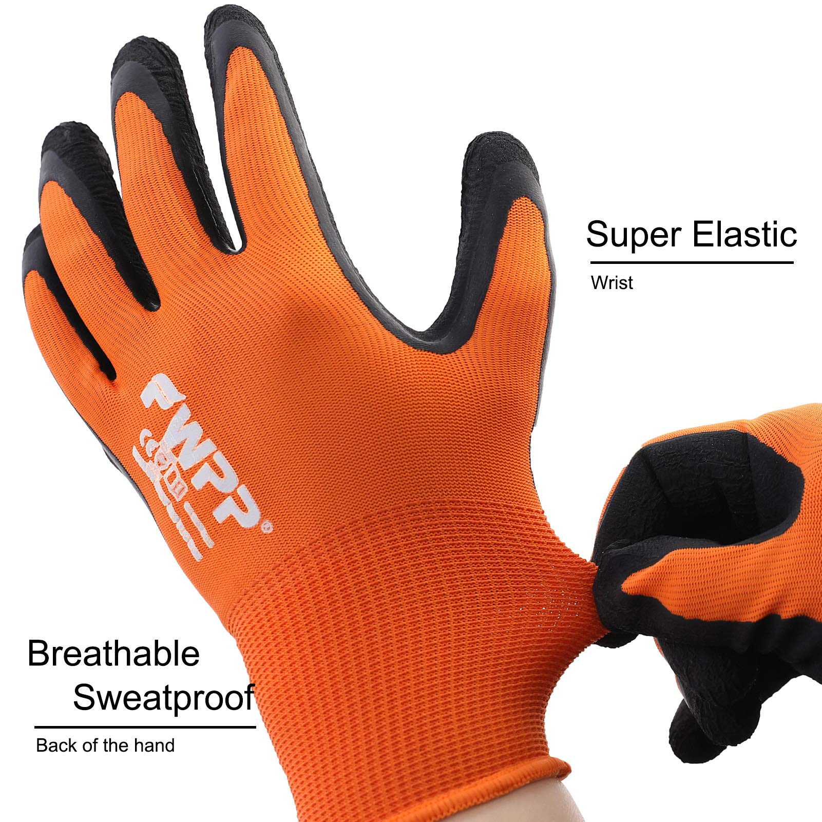 FWPP 12-Pairs Latex Coated Work Gloves, Firm Grip for Construction, Gardening - Opticdeals