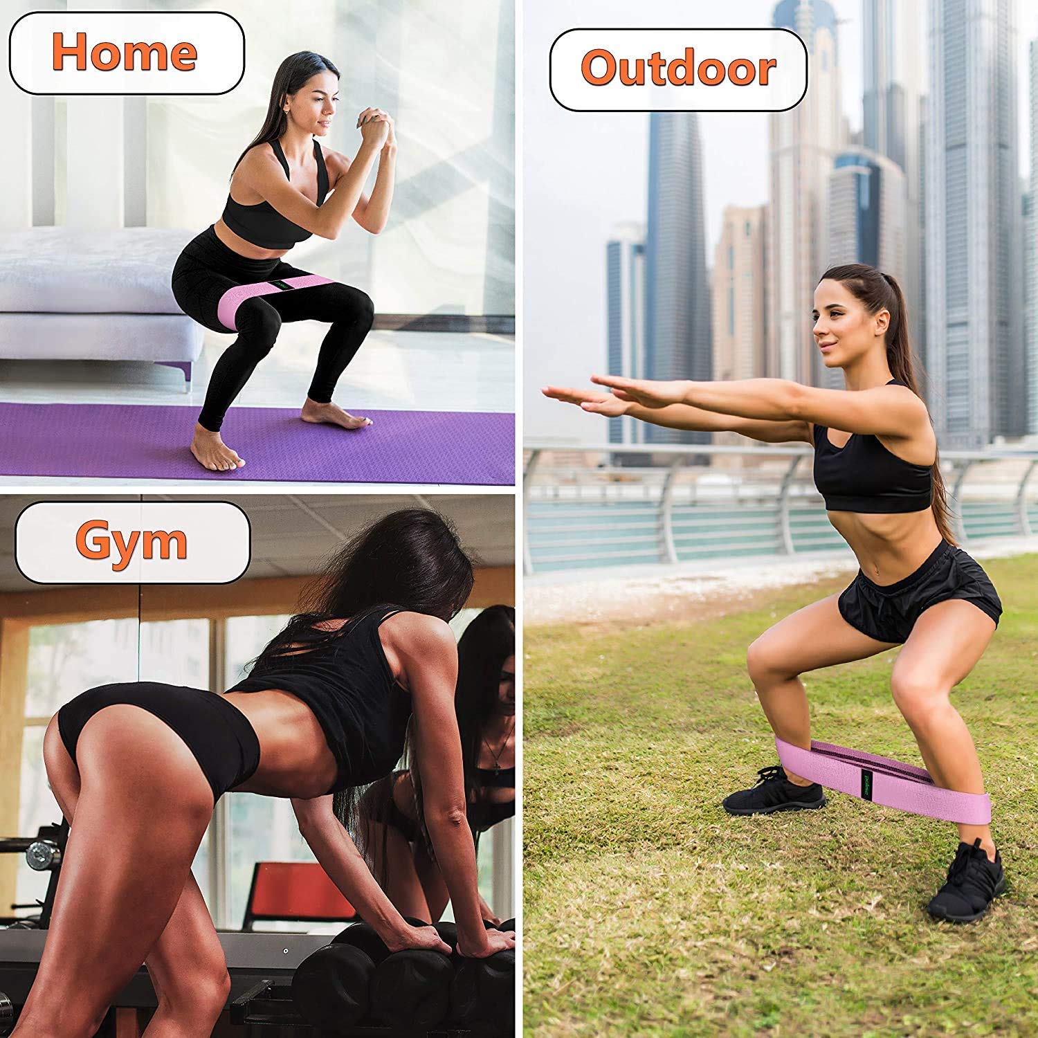 Resistance Exercise Bands for Legs and Butt | Workout Bands Booty Bands Glute Bands Loop | Non Slip Wide Elastic Stretch Circle Hip Bands for Sports Fitness Training Bands for Women - Opticdeals