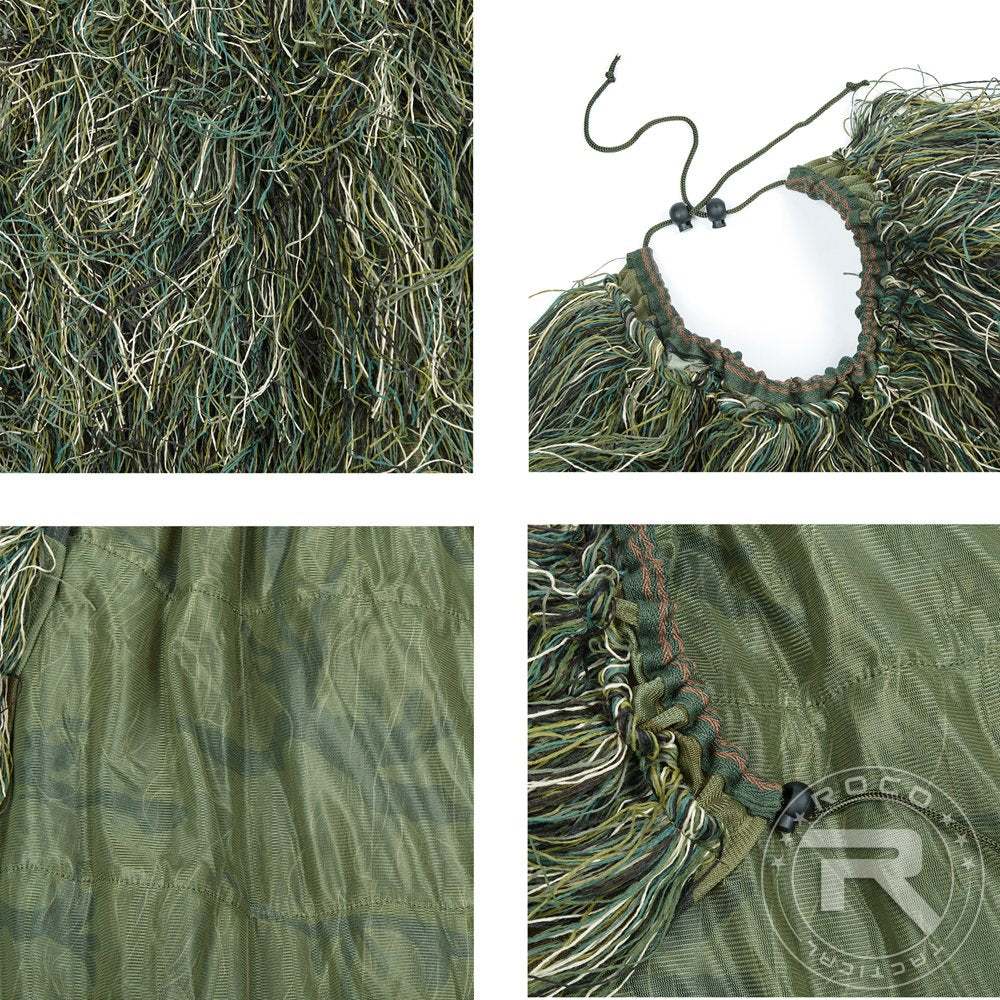 TTGTACTICAL Camouflage Woodland Ghillie Poncho Cape Cloak Tactical Sniper - Opticdeals