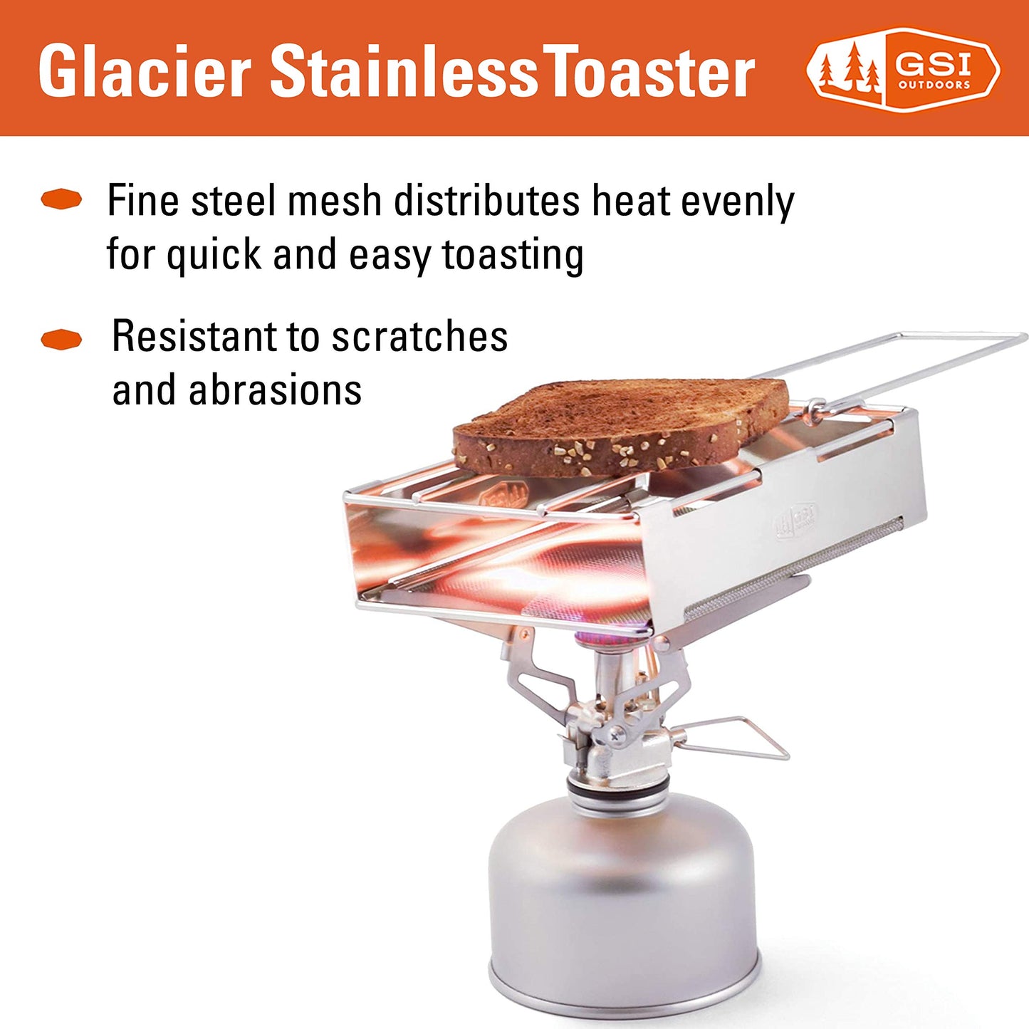 GSI Outdoors Glacier Stainless Steel Toaster | Collapsible, Hand-Held Toaster for Camping and Backpacking - Opticdeals