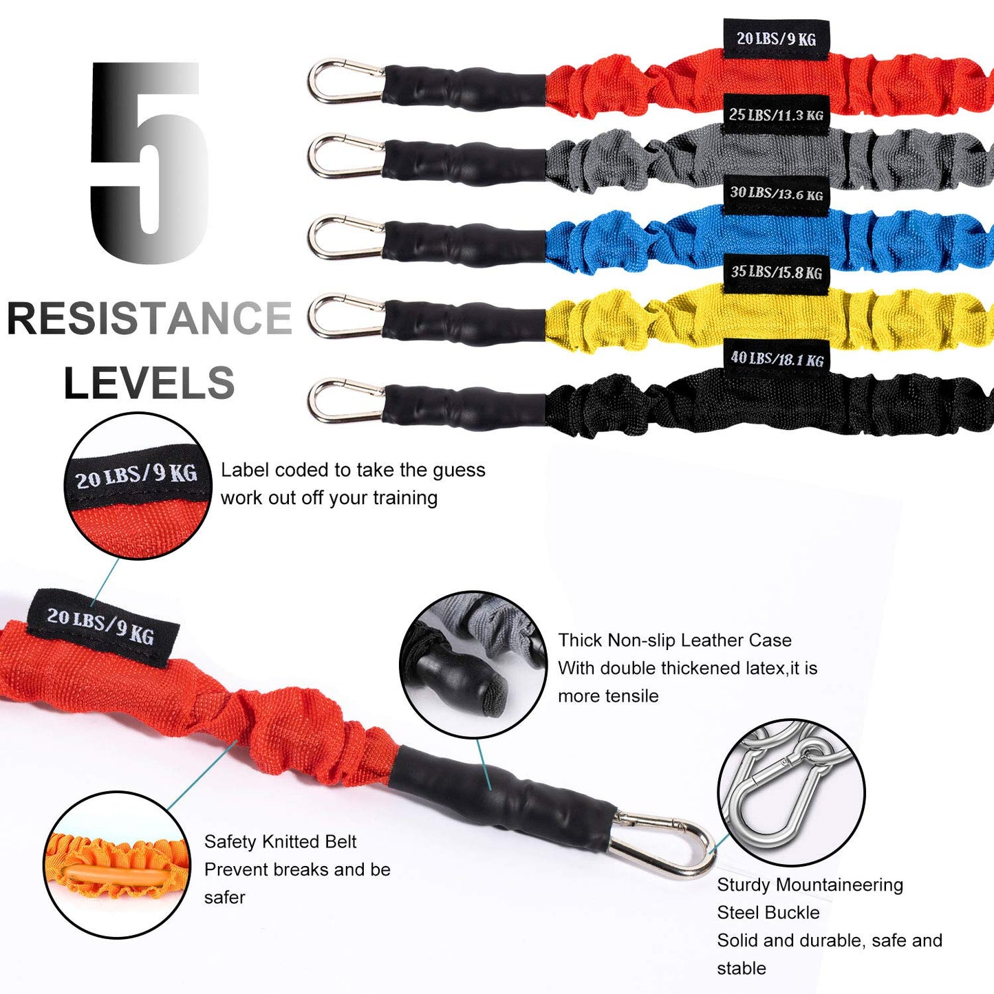 Resistance Bands Set ,Stackable Up to 150 lbs Of Resistance. - Opticdeals