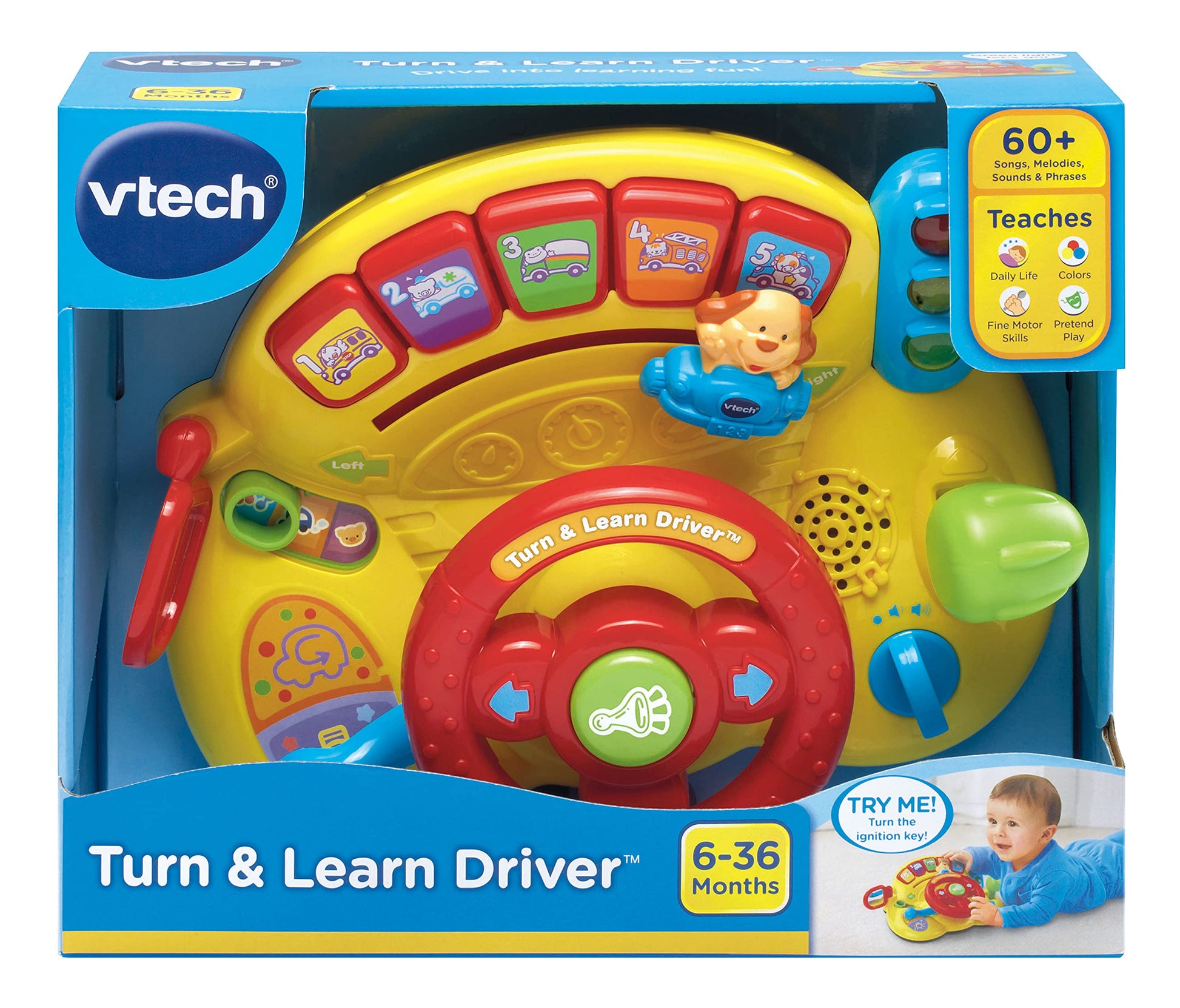 VTech Turn and Learn Driver, Yellow - Opticdeals