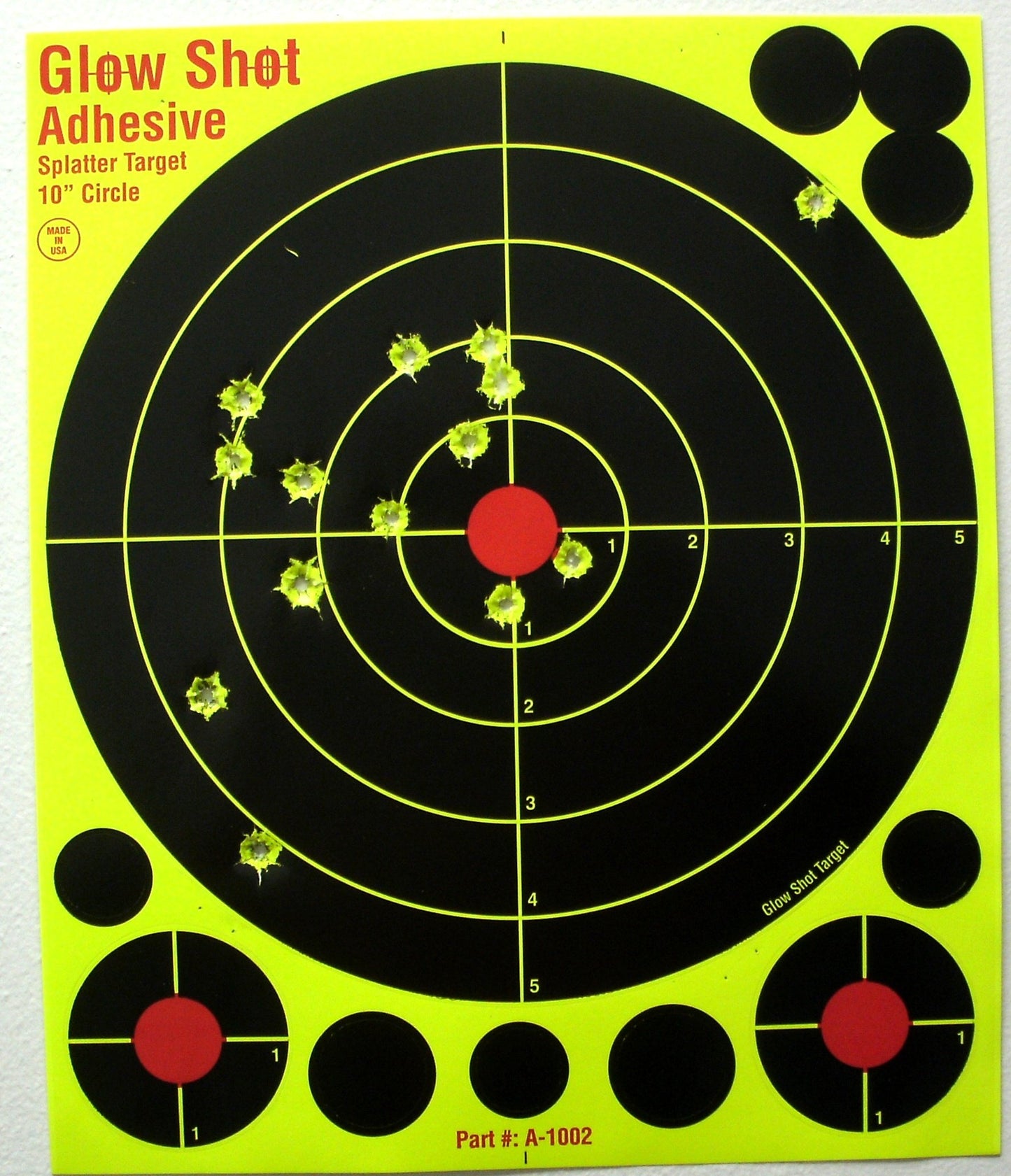 50 Pack - 10" Adhesive DayGo Reactive Splatter Targets - Glowshot - with 500 cover up patches - Opticdeals