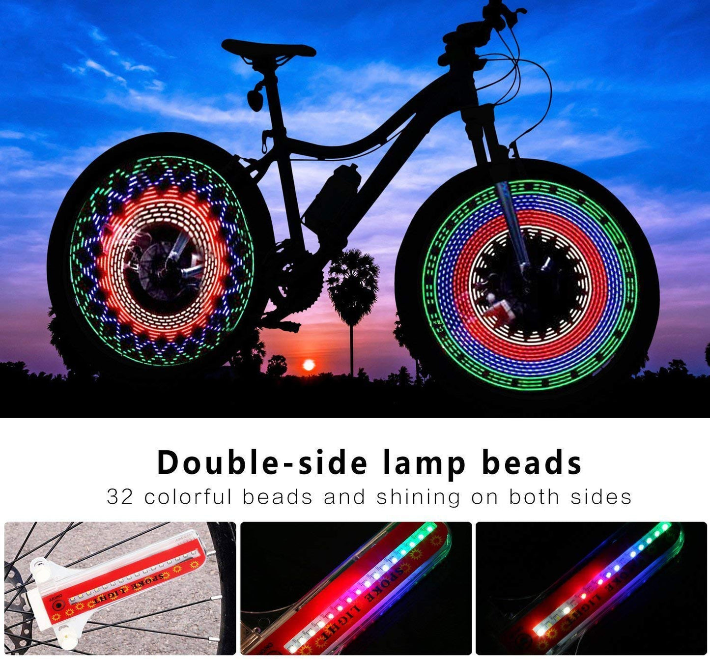 TINANA Bike Wheel Lights, LED Waterproof Bicycle Spoke Light 32 LED 32pcs - Opticdeals