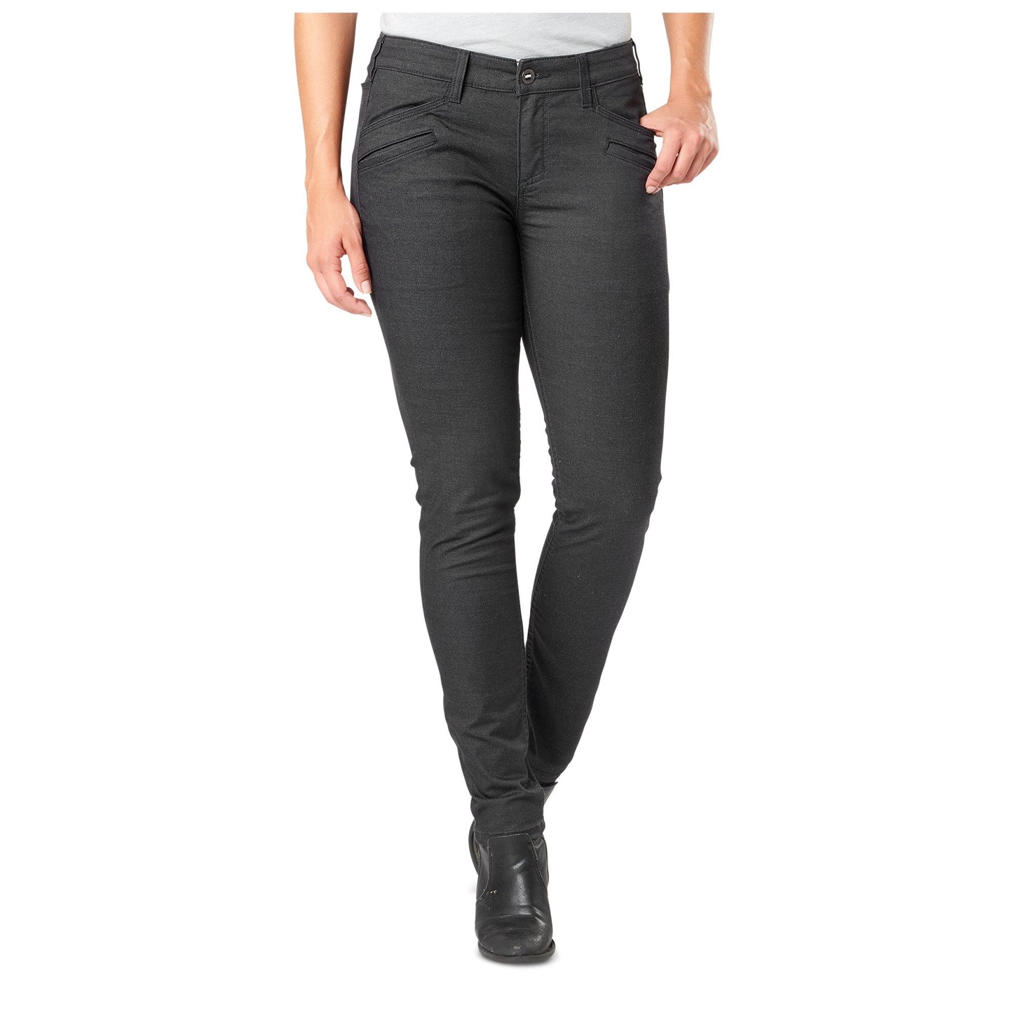 5.11 Tactical Women's Cavalry Twill Defender-Flex Slim Pants, Device Ready Pockets, Soft Fade Finish, Style 64415, Volcanic, 8-Long - Opticdeals