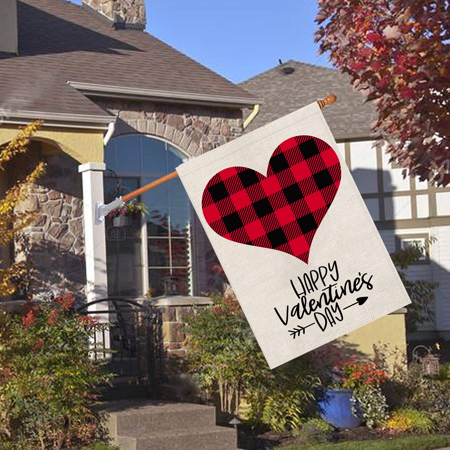 Valentine Buffalo Check Plaid Love Heart Garden Flag  28 x 40 Inch Vertical Outdoor Decorations Double Sided- Happy Valentine's Day Gift Yard Decor Home Decorative - Opticdeals