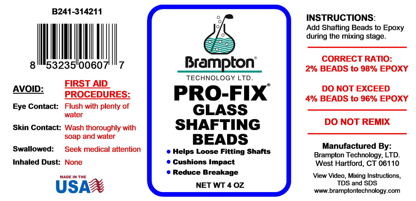 Brampton PRO-FIX Glass Shafting Beads - Golf Club Shaft Installation Stabilizer - Increase Bond Strength - Opticdeals