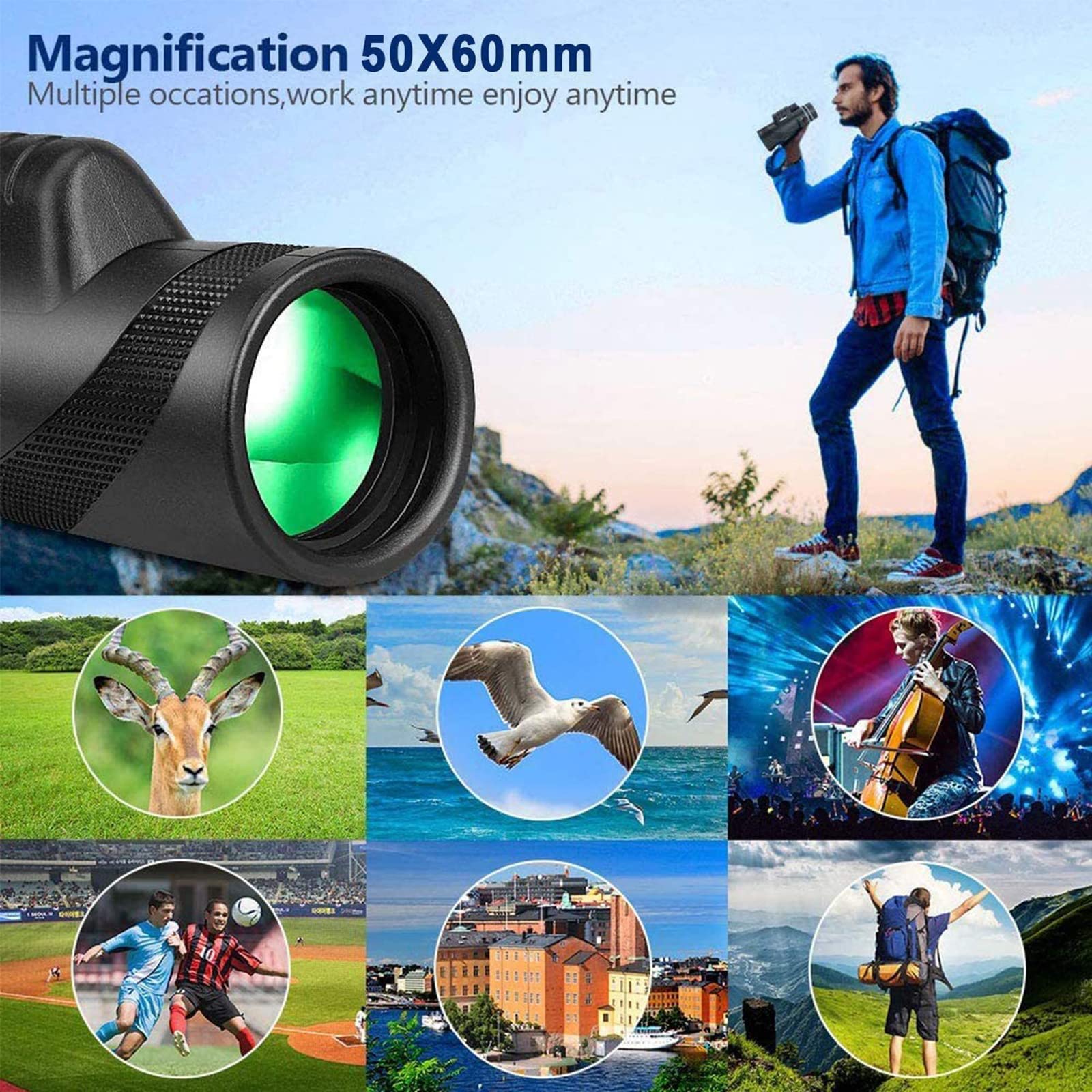 80X100 High Definition Monocular Telescope & Tripod With Phone Mount - Opticdeals