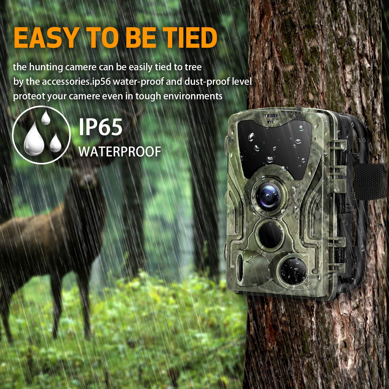 Trail Camera 16MP 1080P Full HD Hunting Camera 0.3S Trigger Time with Infrared Night Vision up to 85ft/25m IP65 Waterproof for Wildlife Animal Monitoring Home Security - Opticdeals